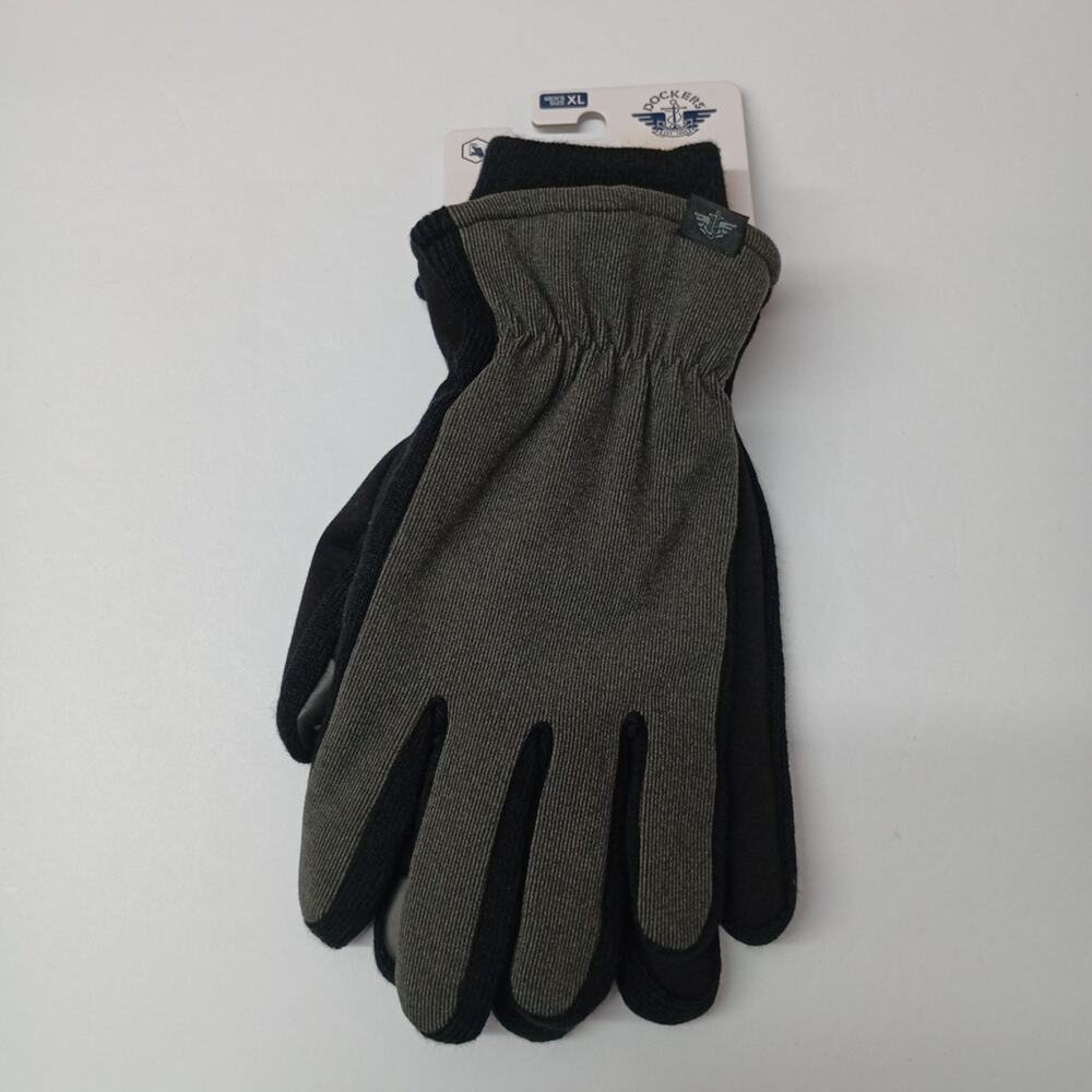 Men's Dockers Fleece Lined Stretch Palm Touchscreen Gloves Dark Grey Size XL
